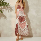 Bella Maxi Dress | Bohemian Pink Floral Patchwork