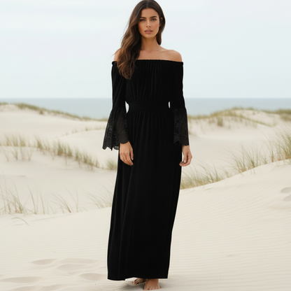 Bella White Maxi Dress | Off-Shoulder, Flared Silhouette for Women - Image 2