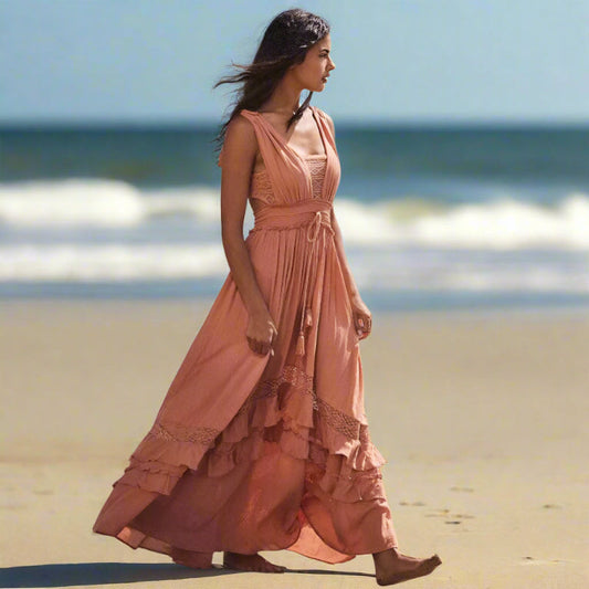Breezy Maxi Dress | Vintage-Inspired Boho Long Dress for Women