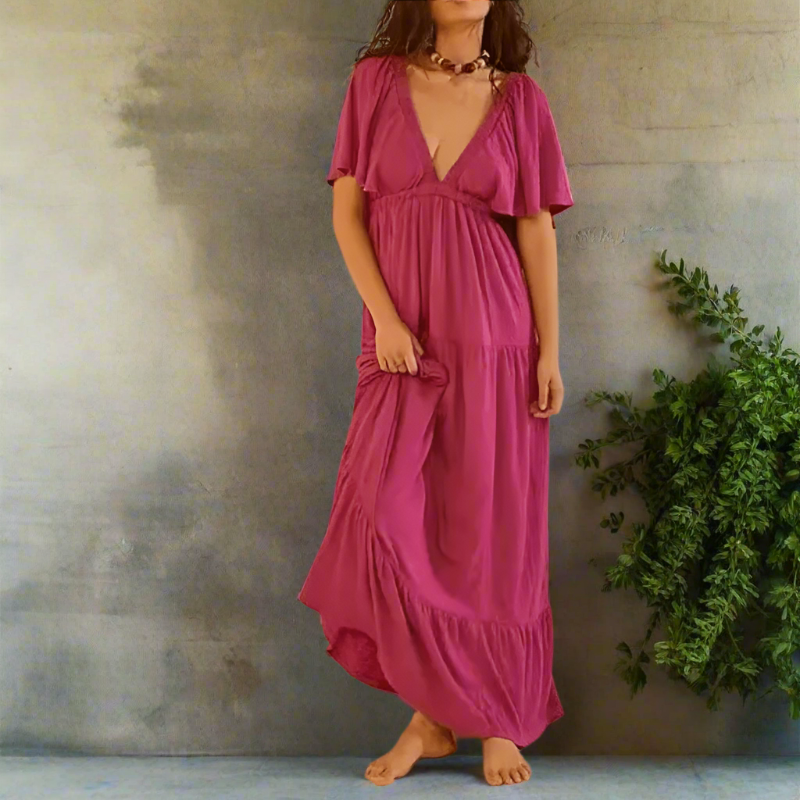 Bora Maxi Dress | Bohemian V-Neck Backless Long Dress for Women