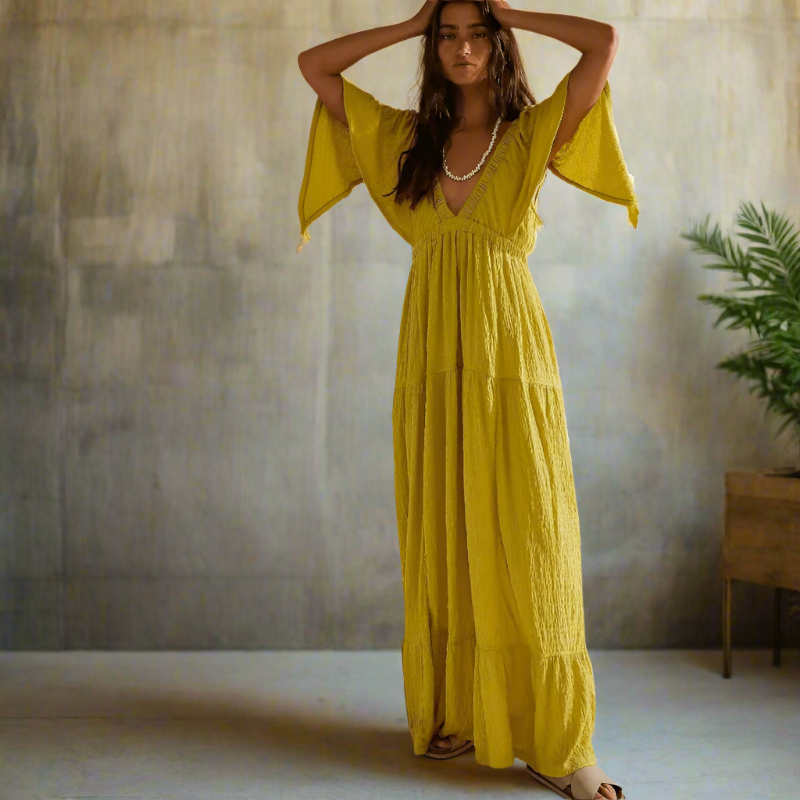 Bora Maxi Dress | Bohemian V-Neck Backless Long Dress for Women