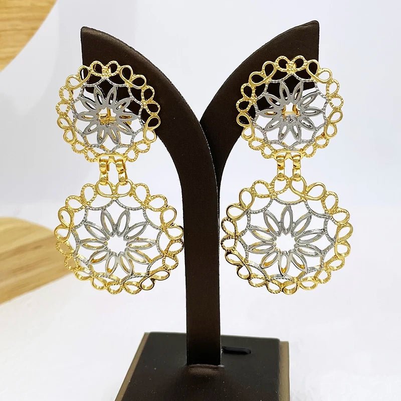 Bold Frequency Geometric Earrings for Women – Modern Stainless Steel and Copper Jewelry, Lightweight Design, 4x7cm 2