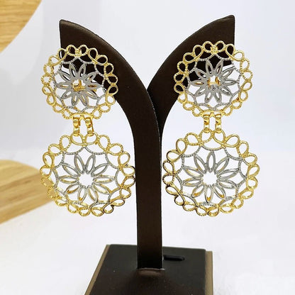 Bold Frequency Geometric Earrings for Women – Modern Stainless Steel and Copper Jewelry, Lightweight Design, 4x7cm 2