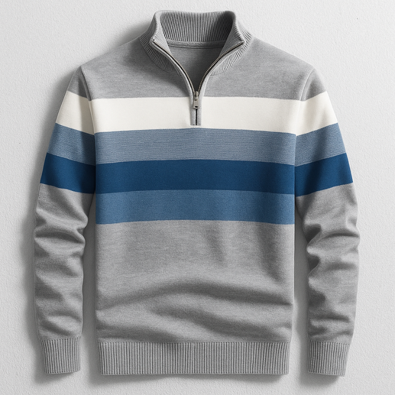 Men's Midweight Cotton Quarter-Zip Pullover – product view | Hensley London