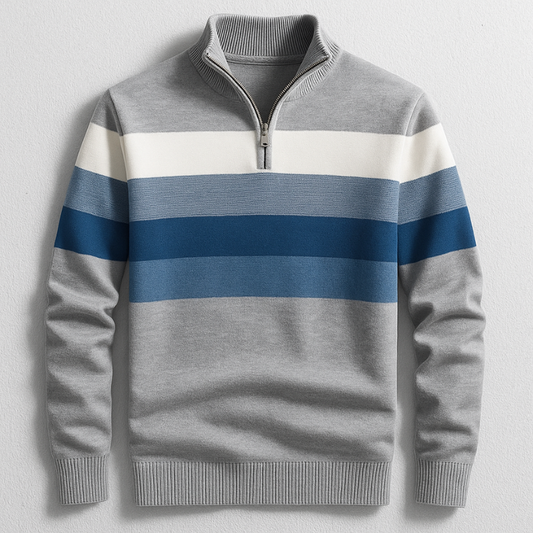 Men's Midweight Cotton Quarter-Zip Pullover – product view | Hensley London