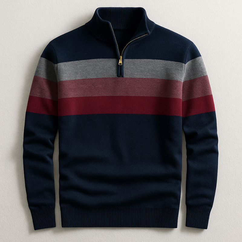 Men's Midweight Cotton Quarter-Zip Pullover – product view | Hensley London