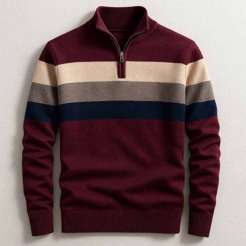 Men's Midweight Cotton Quarter-Zip Pullover – product view | Hensley London