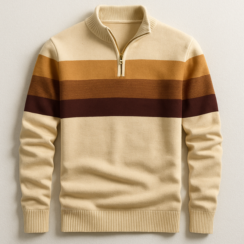 Men's Midweight Cotton Quarter-Zip Pullover – product view | Hensley London