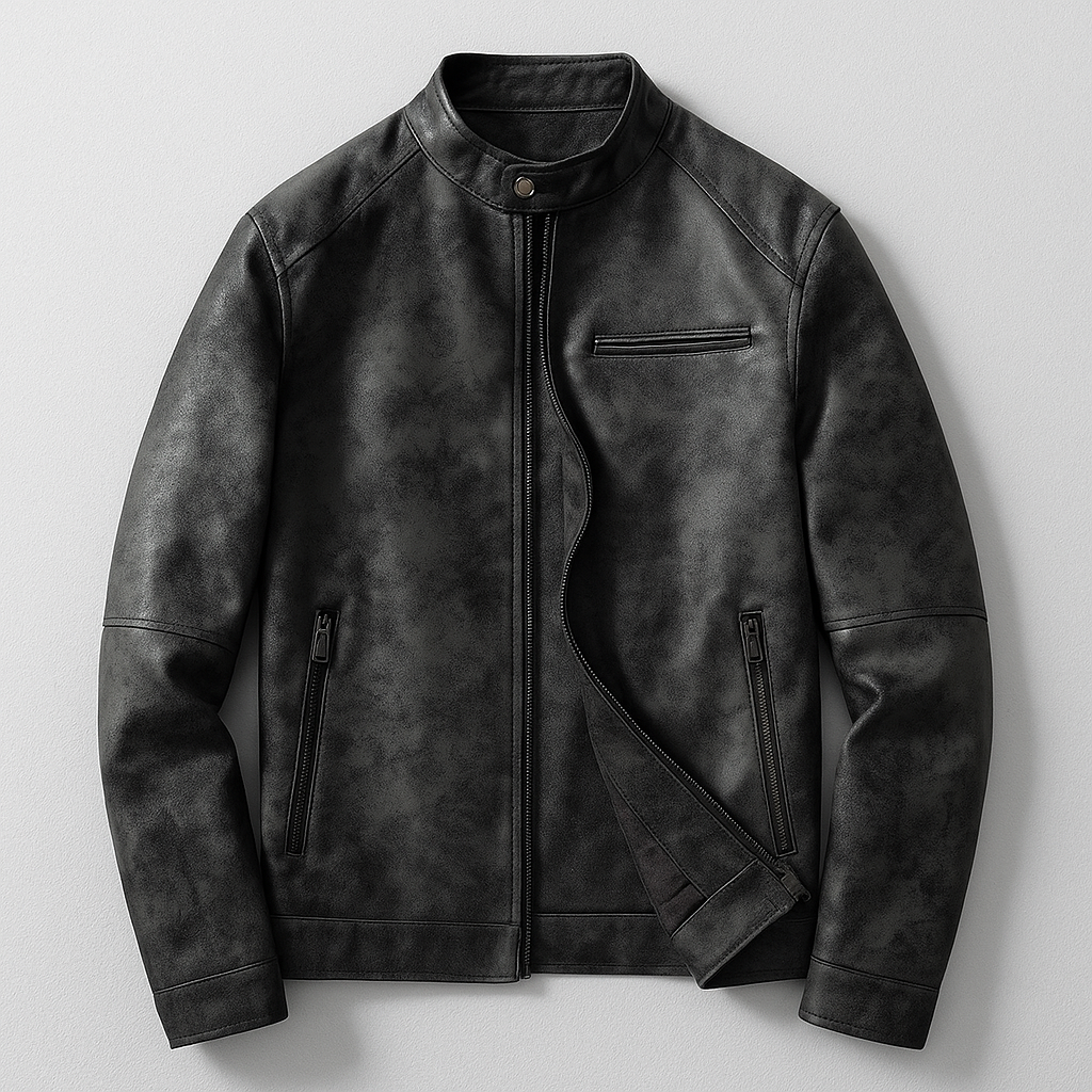 Men's Distressed Leather Jacket – product view | Hensley London