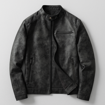 Men's Distressed Leather Jacket – product view | Hensley London