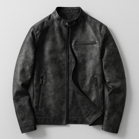 Men's Distressed Leather Jacket – product view | Hensley London