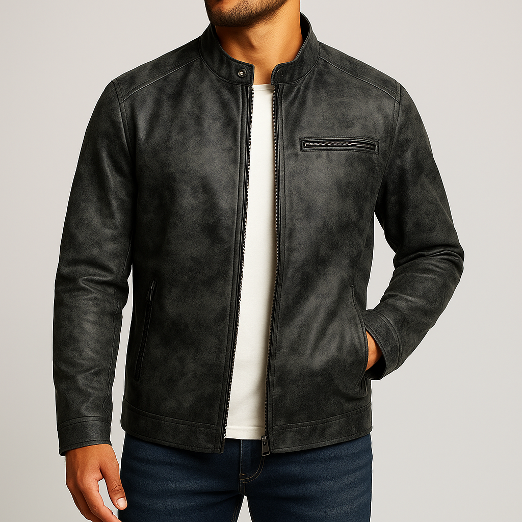 Men's Distressed Leather Jacket – product view | Hensley London