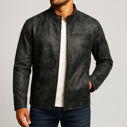 Men's Distressed Leather Jacket – product view | Hensley London