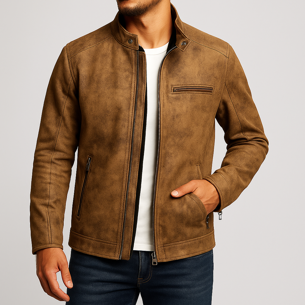 Men's Distressed Leather Jacket – product view | Hensley London
