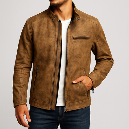 Men's Distressed Leather Jacket – product view | Hensley London