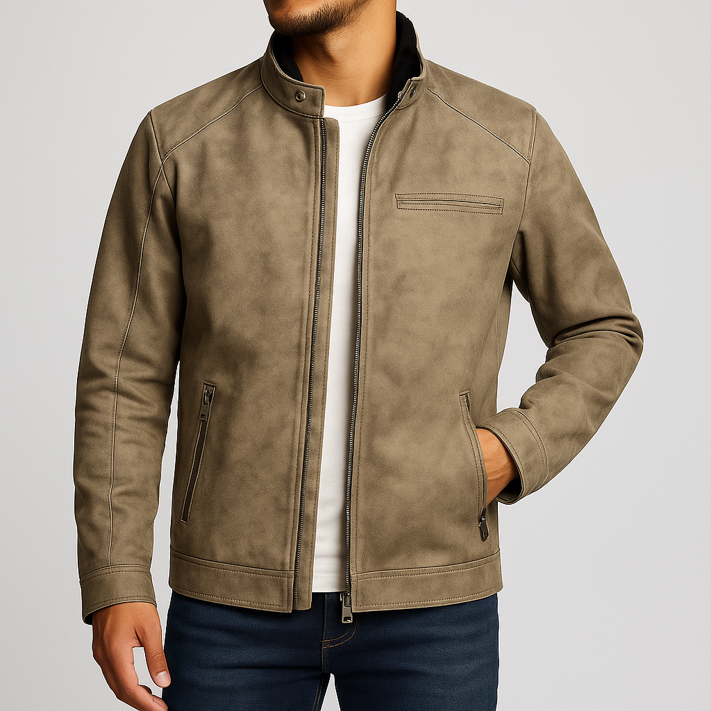 Men's Distressed Leather Jacket – product view | Hensley London