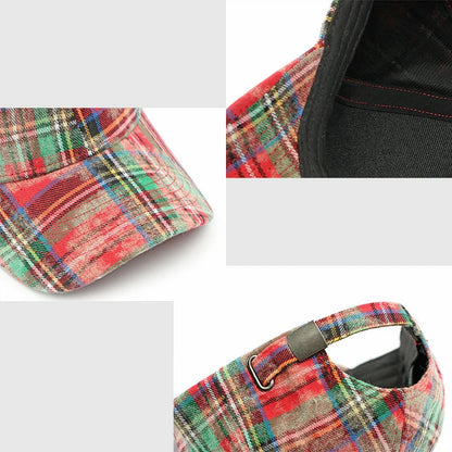 Retro Plaid Adjustable Baseball Cap – product view | Hensley London
