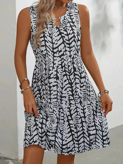 Women's Mini Dress Multicolor Polyester Sleeveless Summer-5