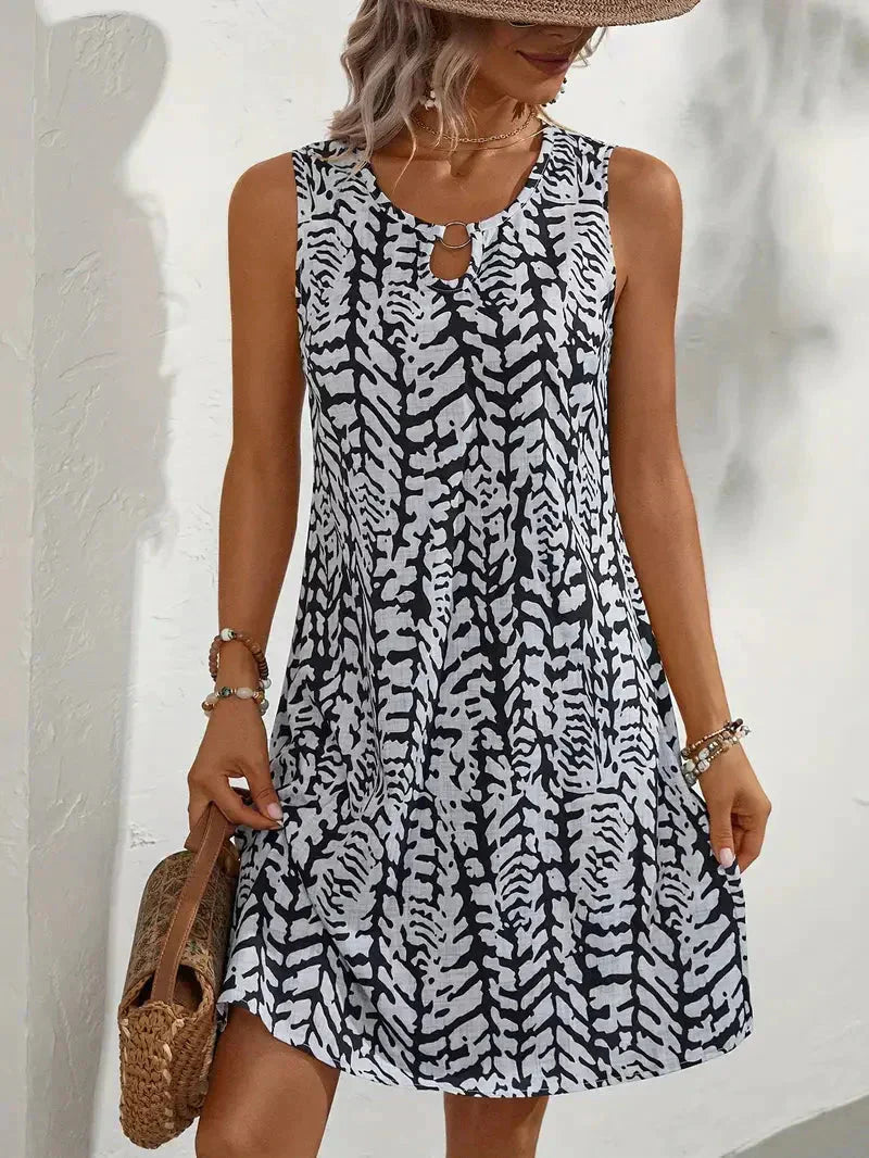 Women's Mini Dress Multicolor Polyester Sleeveless Summer-3