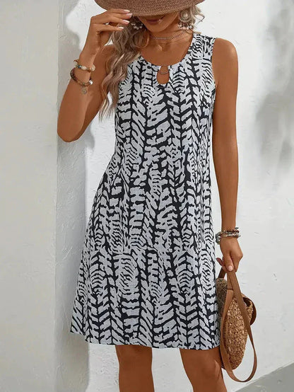 Women's Mini Dress Multicolor Polyester Sleeveless Summer-4