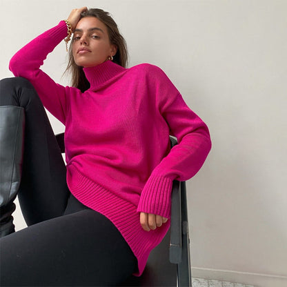 Bright and Solid Colored Turtle Neck Winter Sweater 2