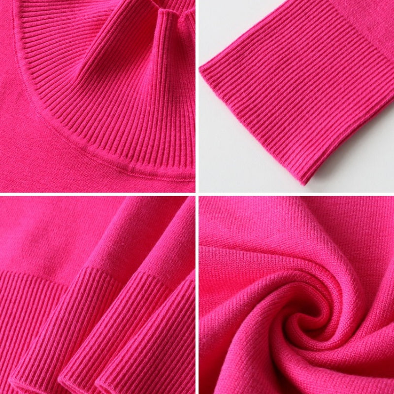 Bright and Solid Colored Turtle Neck Winter Sweater 4