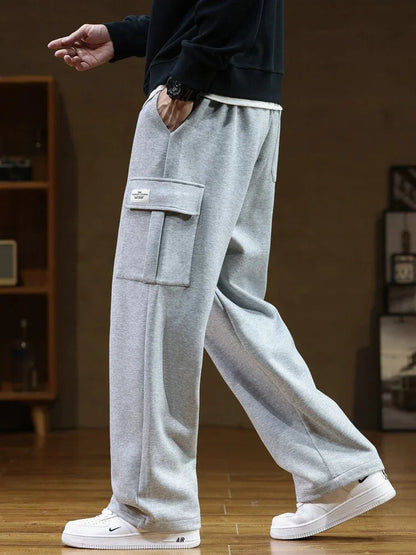Men's Tapered Cargo Joggers in Gray - front view | Hensley London