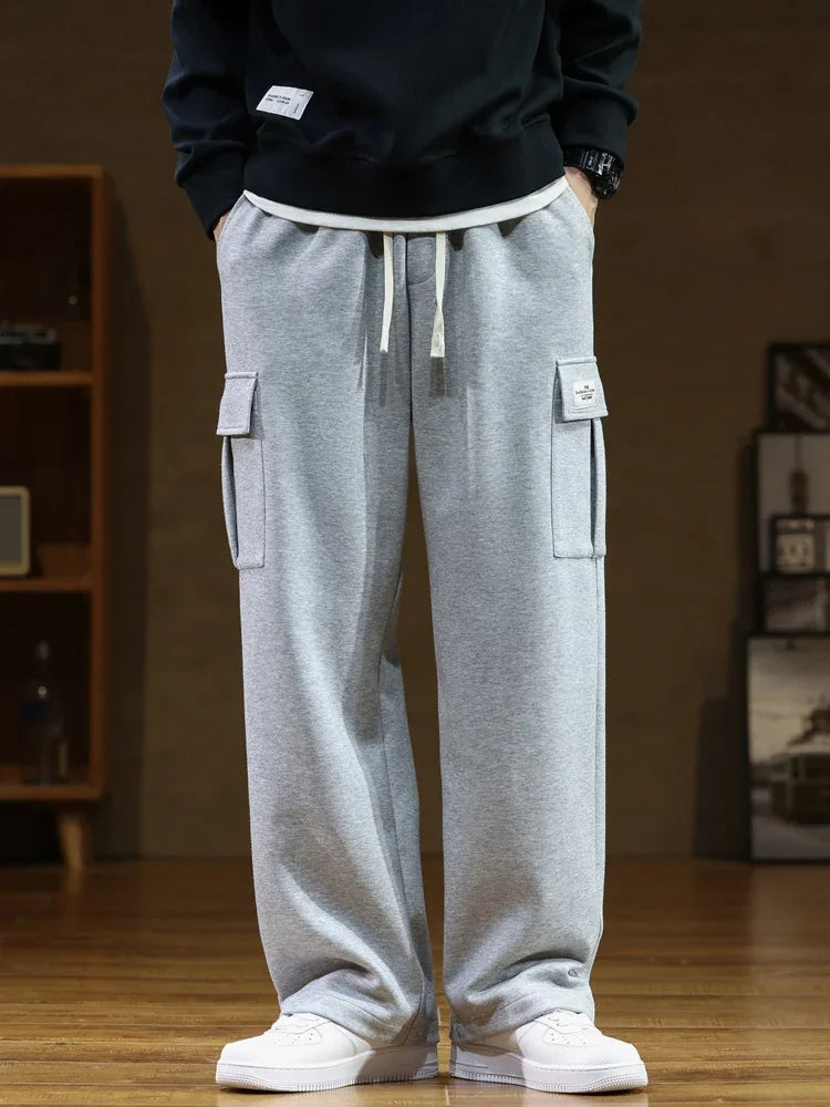 Men's Tapered Cargo Joggers in Dark Gray - front view | Hensley London