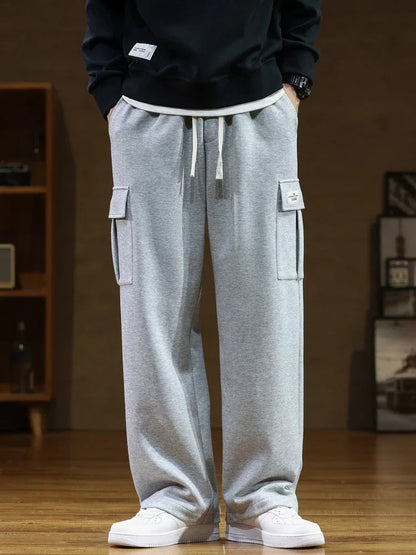 Men's Tapered Cargo Joggers in Dark Gray - front view | Hensley London