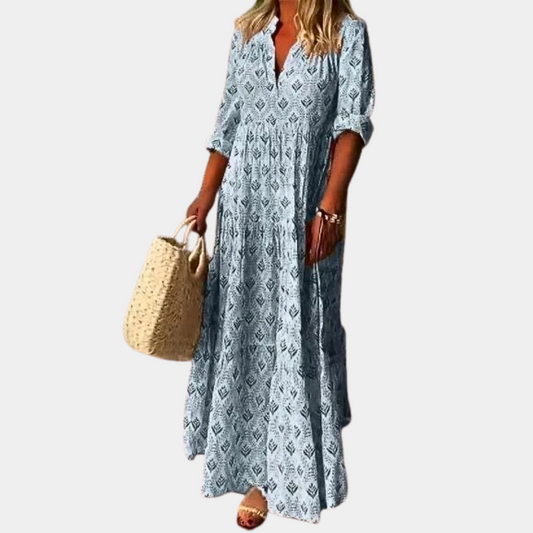 Women's Maxi Dress Gray Cotton-2