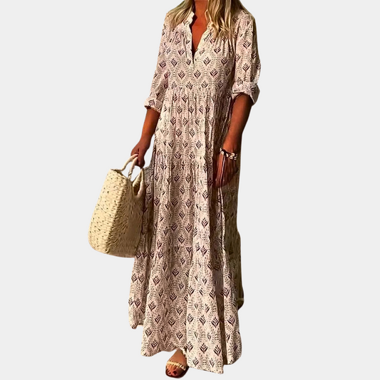 Women's Maxi Dress Gray Cotton-1