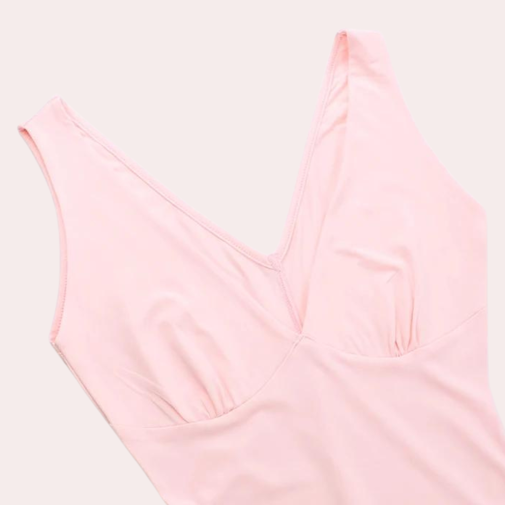 Women's Formal Dress Pink Size M Rayon Blend Deep V-Neck High-Low Hem-5