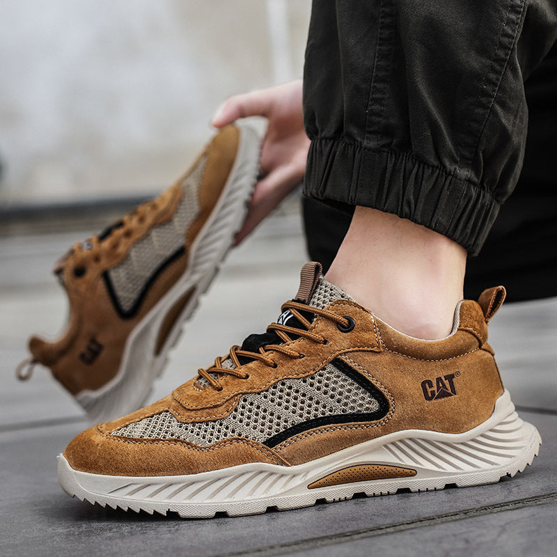Men's Rugged Leather Trail Sneakers – detail view | Hensley London