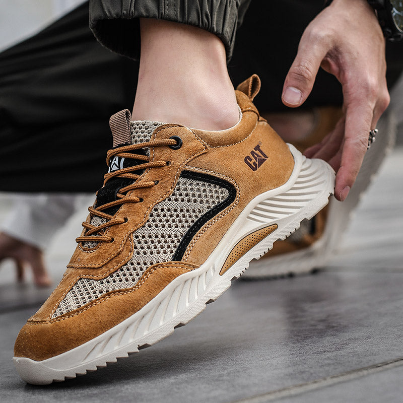 Men's Rugged Leather Trail Sneakers – detail view | Hensley London
