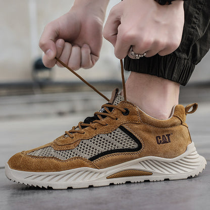 Men's Rugged Leather Trail Sneakers – detail view | Hensley London