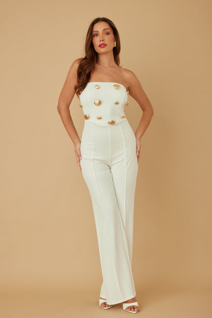Mira Women's Jumpsuit | Strapless, Flared Bottom - Image 2