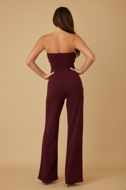 Mira Women's Jumpsuit | Strapless with Golden Stone Embellishments - Image 6