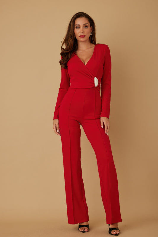 Olivia Women's Jumpsuit | Crystal Accents, Elegant Design