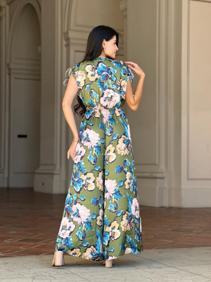 Satin Floral Women's Jumpsuit | Elegant Cut-Out Design, Lightweight - Image 8