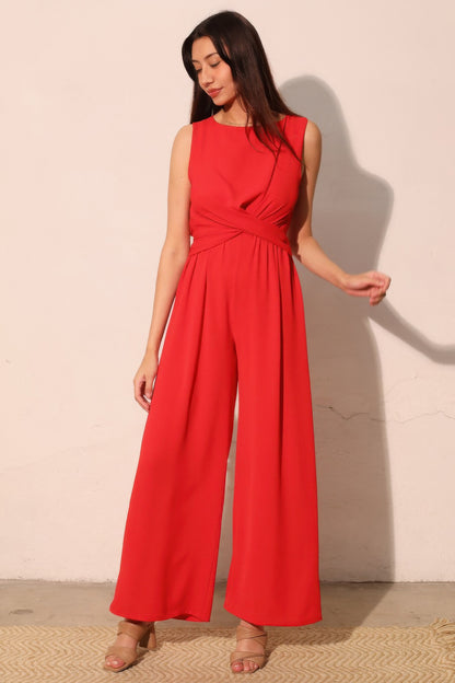 Tara Women's Jumpsuit | Textured Fabric, Twist Front - Image 2