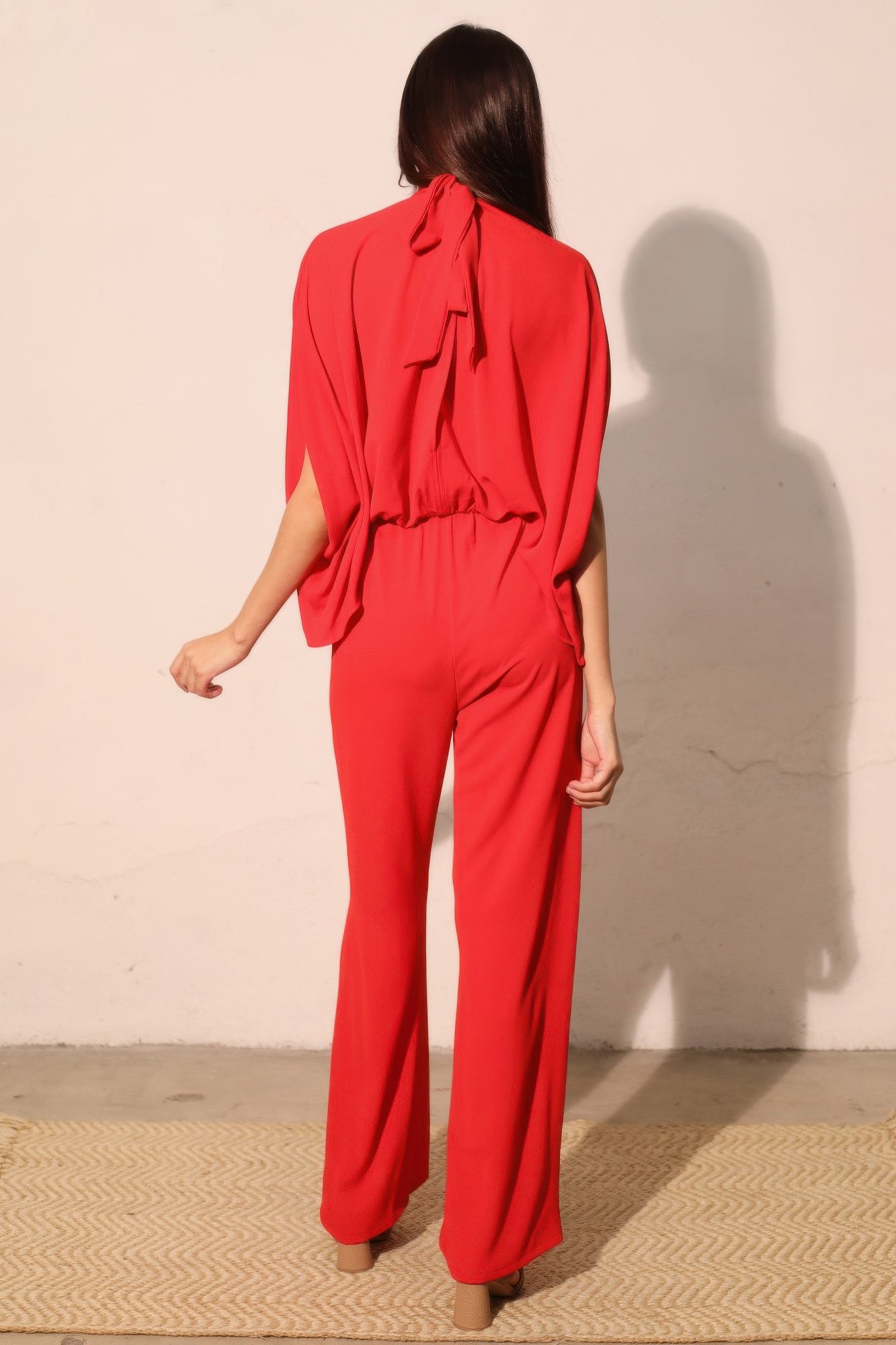 Tara Women's Jumpsuit | Textured Fabric, Mock Neck, Elegant Caftan - Image 4