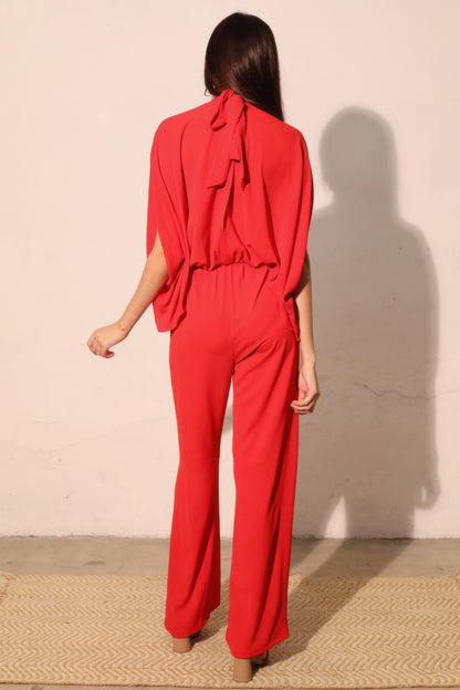 Tara Women's Jumpsuit | Textured Fabric, Mock Neck, Elegant Caftan - Image 4