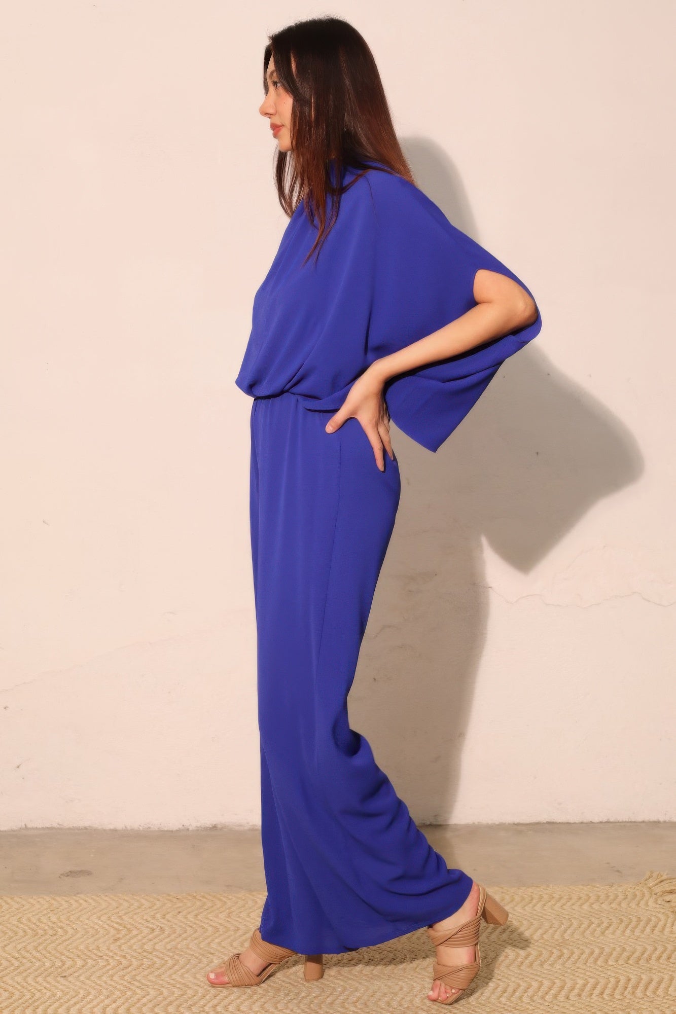 Tara Women's Jumpsuit | Textured Fabric, Mock Neck - Image 2
