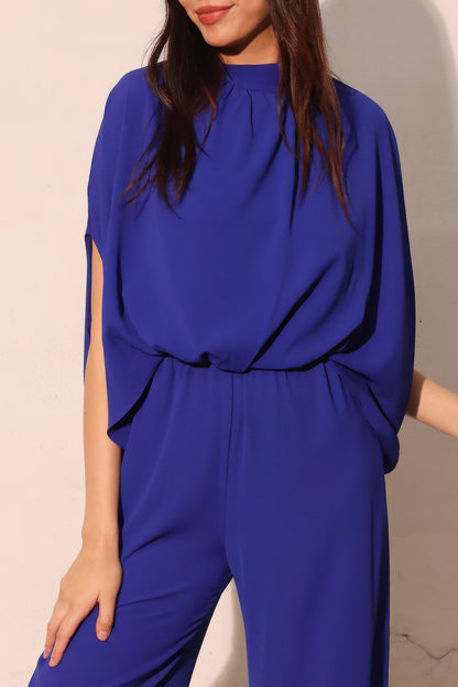 Tara Women's Jumpsuit | Textured Fabric, Mock Neck - Image 3