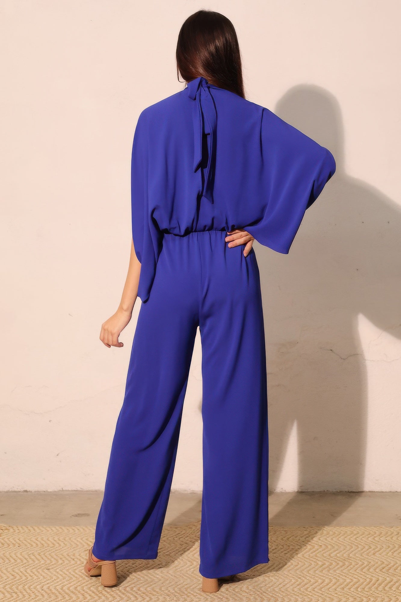 Tara Women's Jumpsuit | Textured Fabric, Mock Neck - Image 4