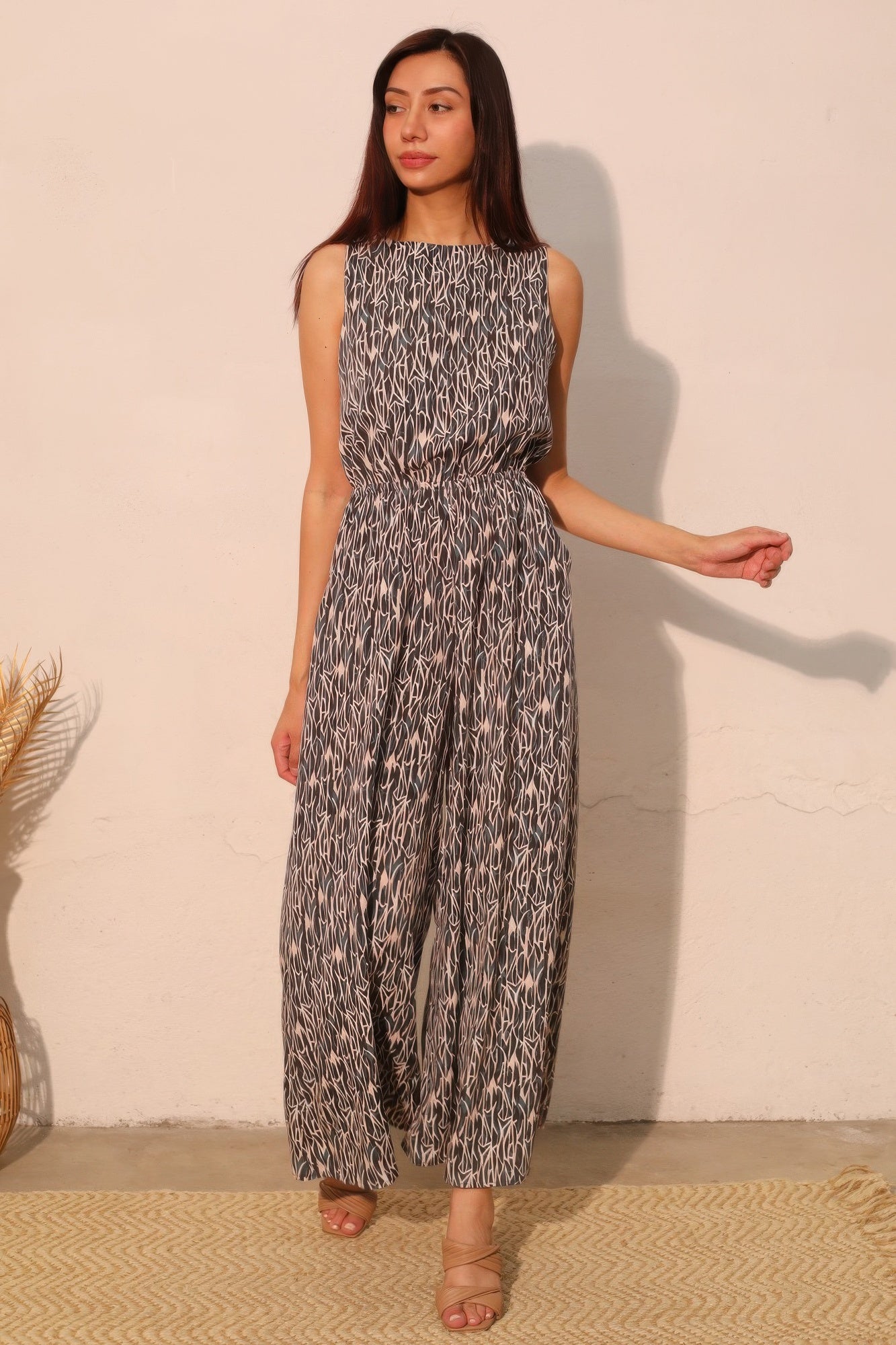 Women's Sleeveless Bubble Jumpsuit, Lightweight Wide-Leg Summer Outfit, Hunter Green