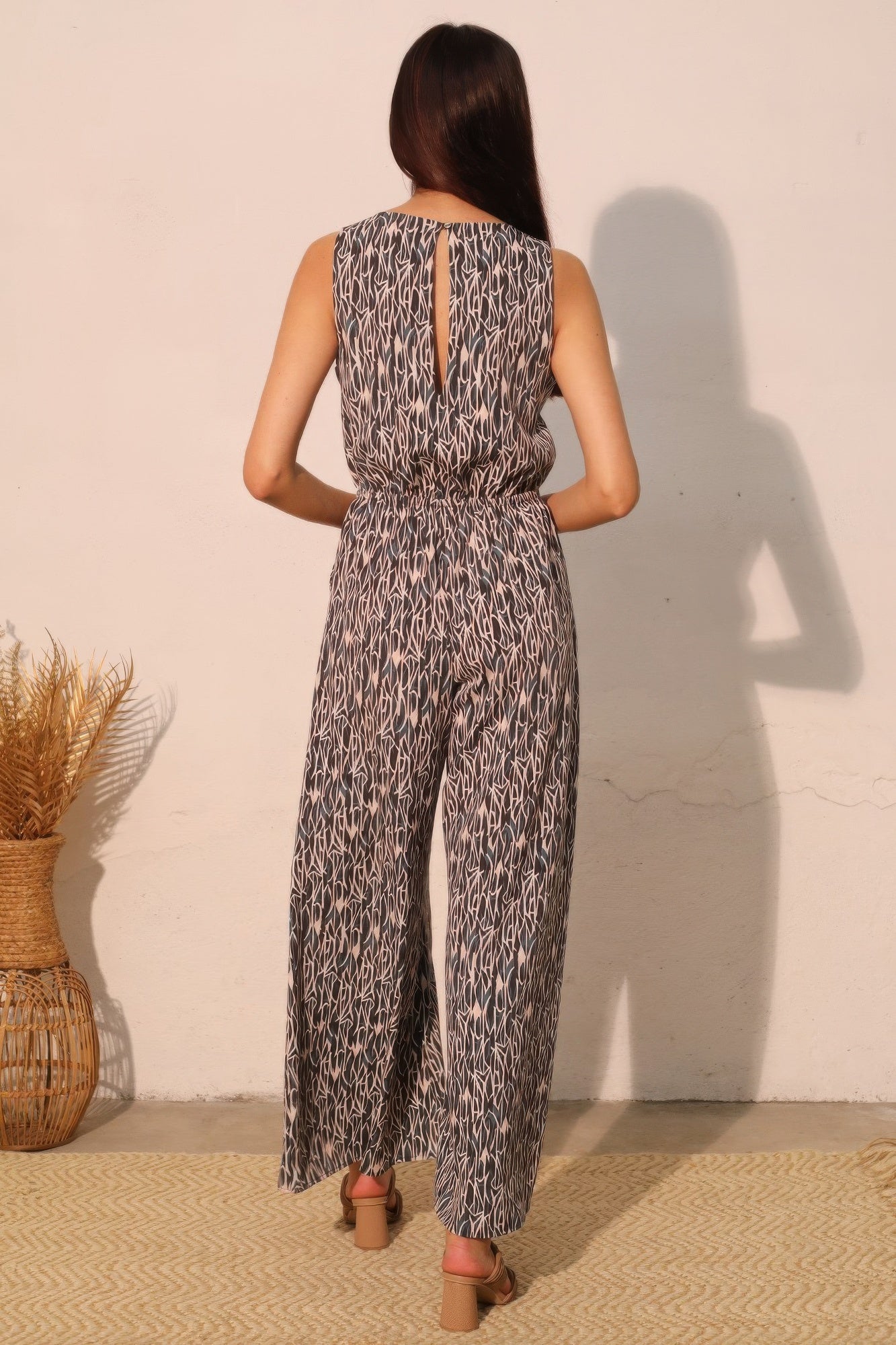 Women's Sleeveless Bubble Jumpsuit, Lightweight Wide-Leg Summer Outfit, Hunter Green - Image 6
