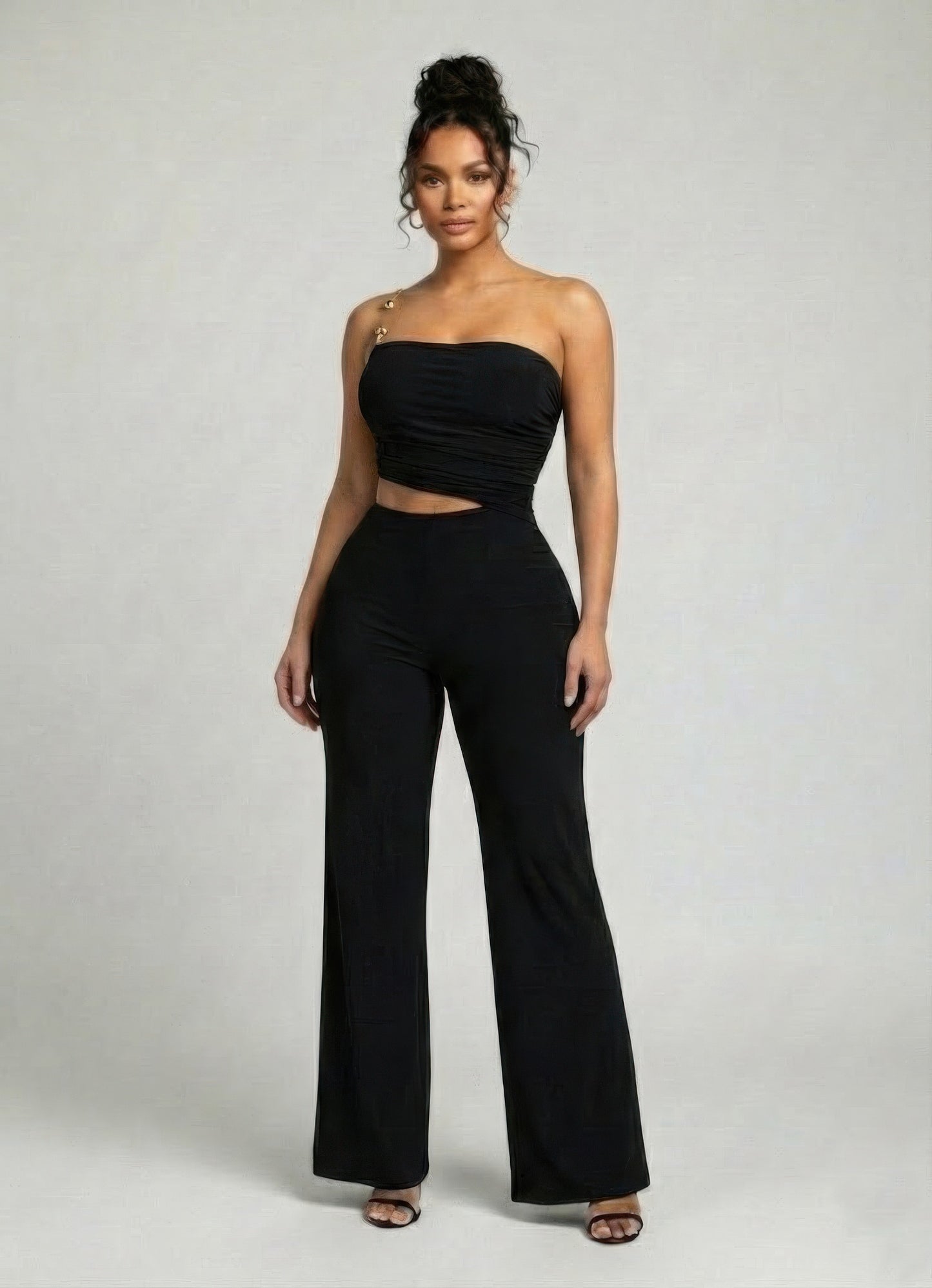 Mira Women's Jumpsuit | Ruched Bandeau, Wide-Leg Trousers - Image 2
