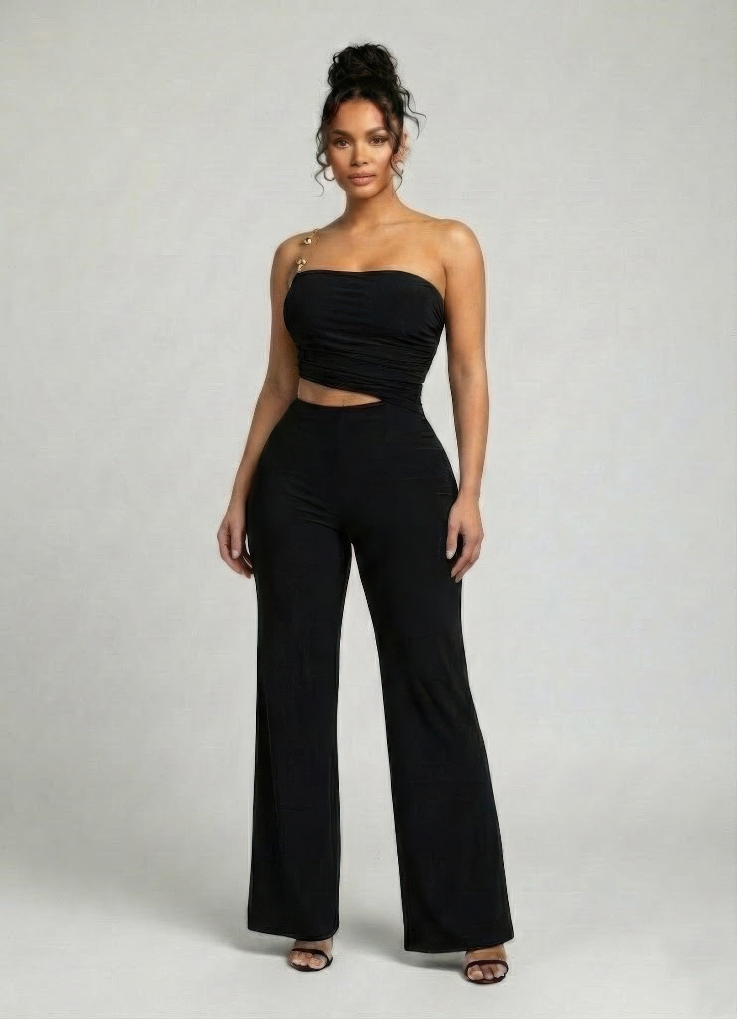 Mira Women's Jumpsuit | Ruched Bandeau, Wide-Leg Trousers - Image 2