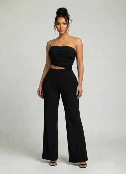 Mira Women's Jumpsuit | Ruched Bandeau, Wide-Leg Trousers - Image 2